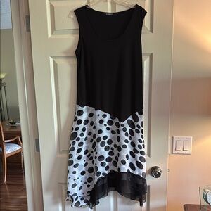 Connected Apparel Black and White Asymmetrical High-Low Dress